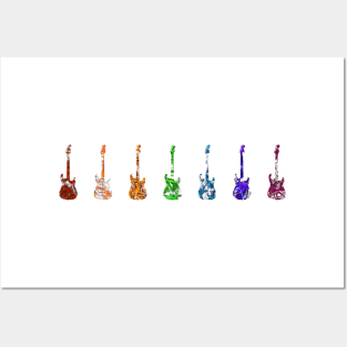 7 Fiery Guitar Silhouettes Posters and Art